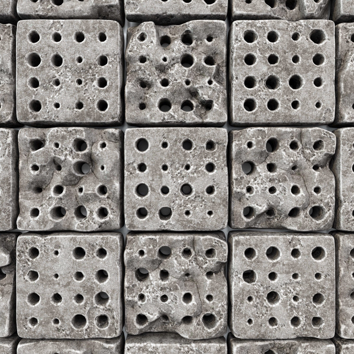 Stone panel cube hole decor n1 3D model_1