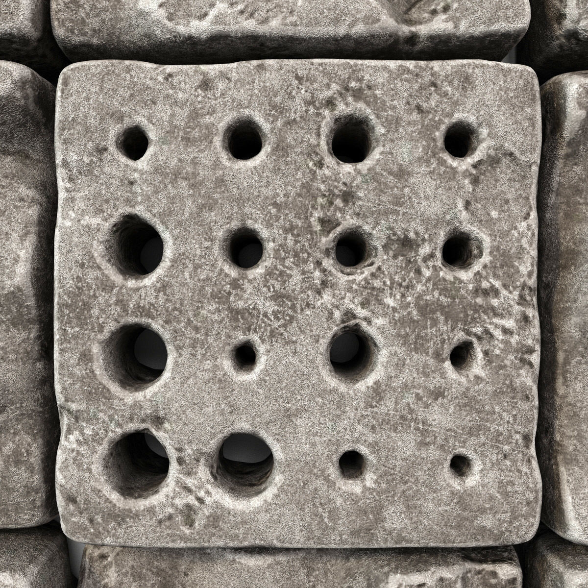 Stone panel cube hole decor n1 3D model_10