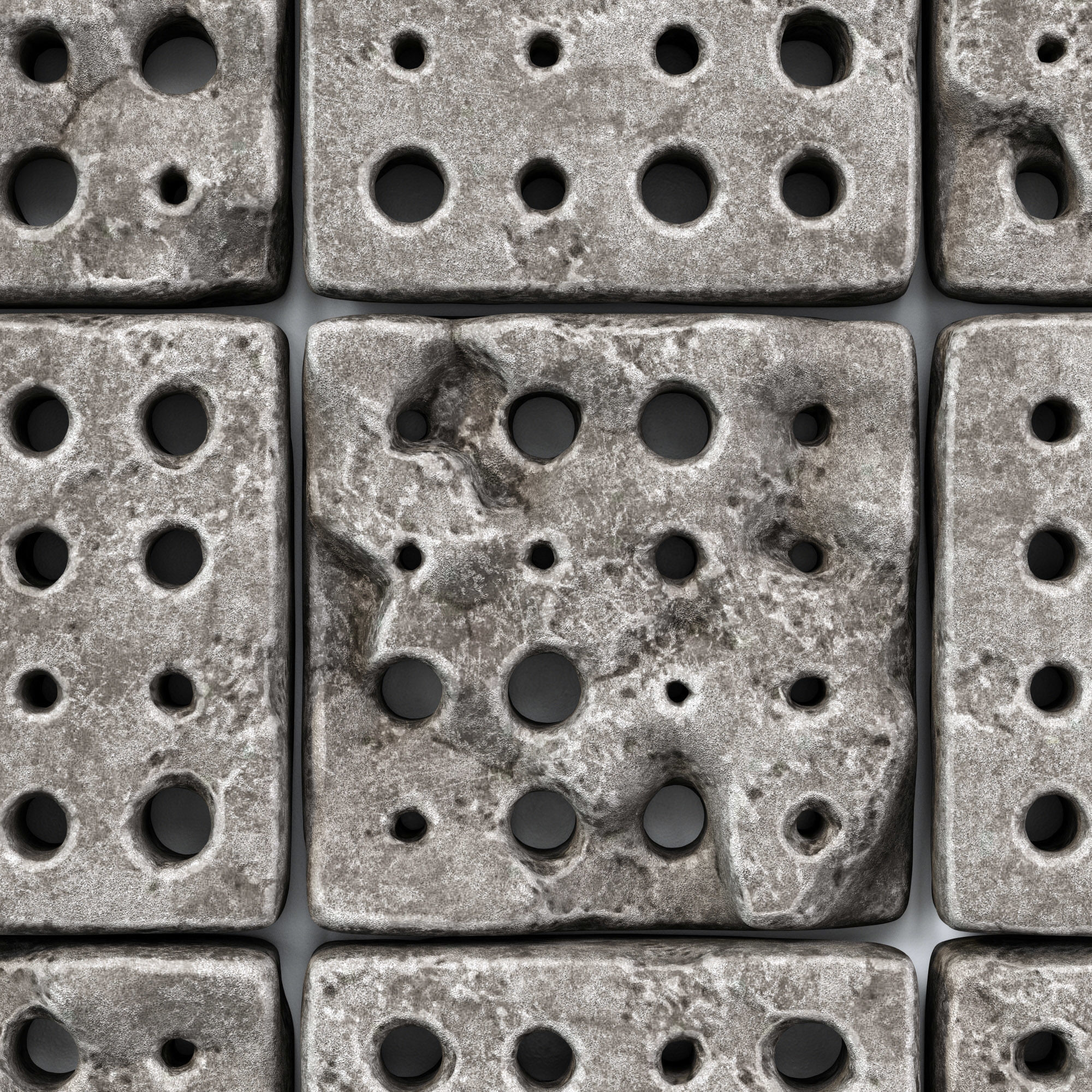 Stone panel cube hole decor n1 3D model_6