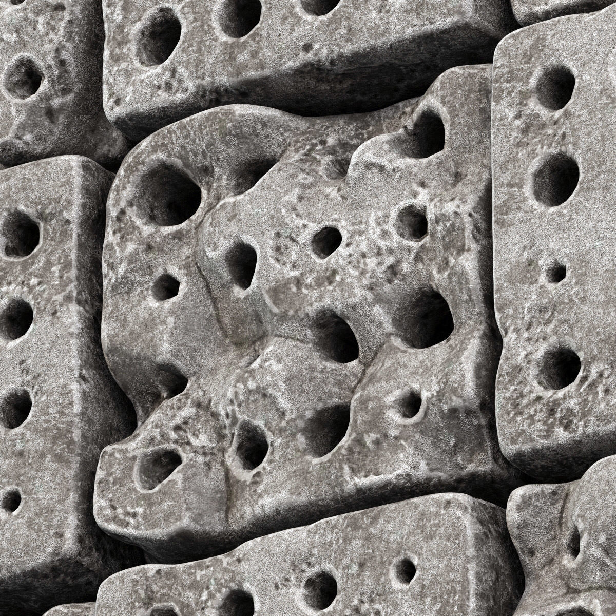 Stone panel cube hole decor n1 3D model_8