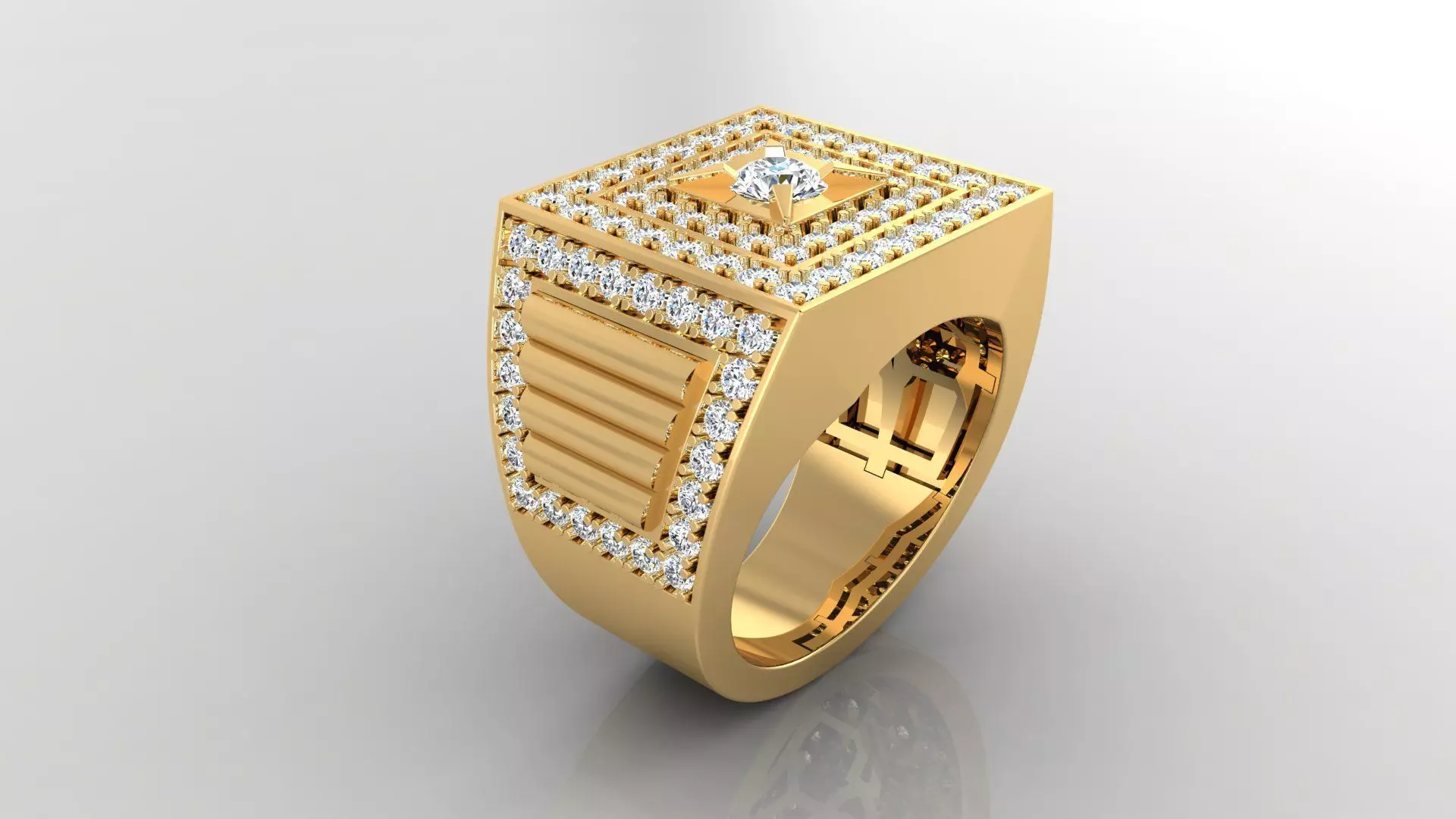 Ring M5 Mens luxury ring with gem 3D print model