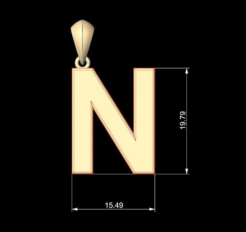 Initial Letters Pendant Agames N 3D print model_6
