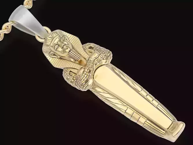Egyptian Pharaoh King Pendant Sculpture jewelry gold necklace