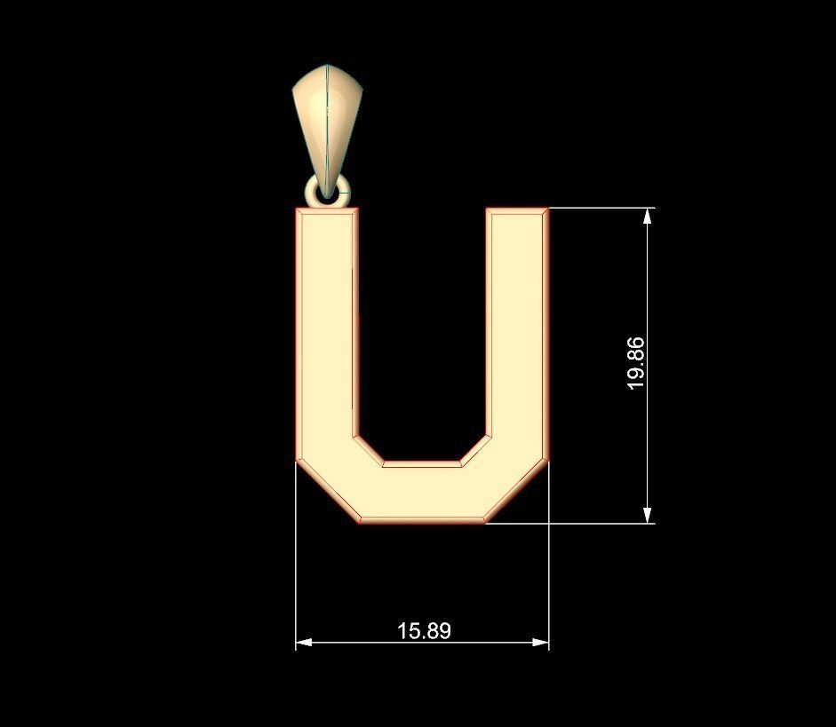 Initial Letters Pendant Agames U 3D print model_6
