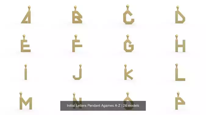 Initial Letters Pendant Agames A-Z 3D Model Collection