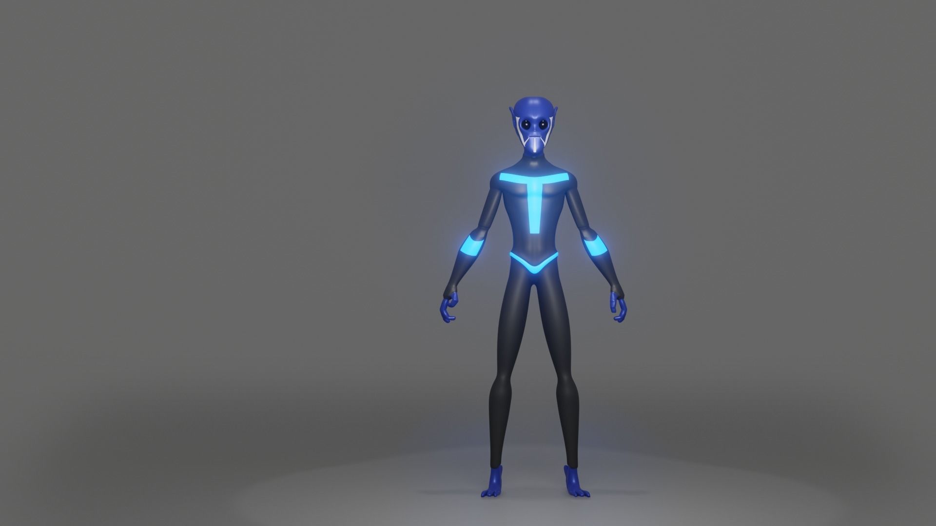 Blue Alien Low-poly 3D model_1