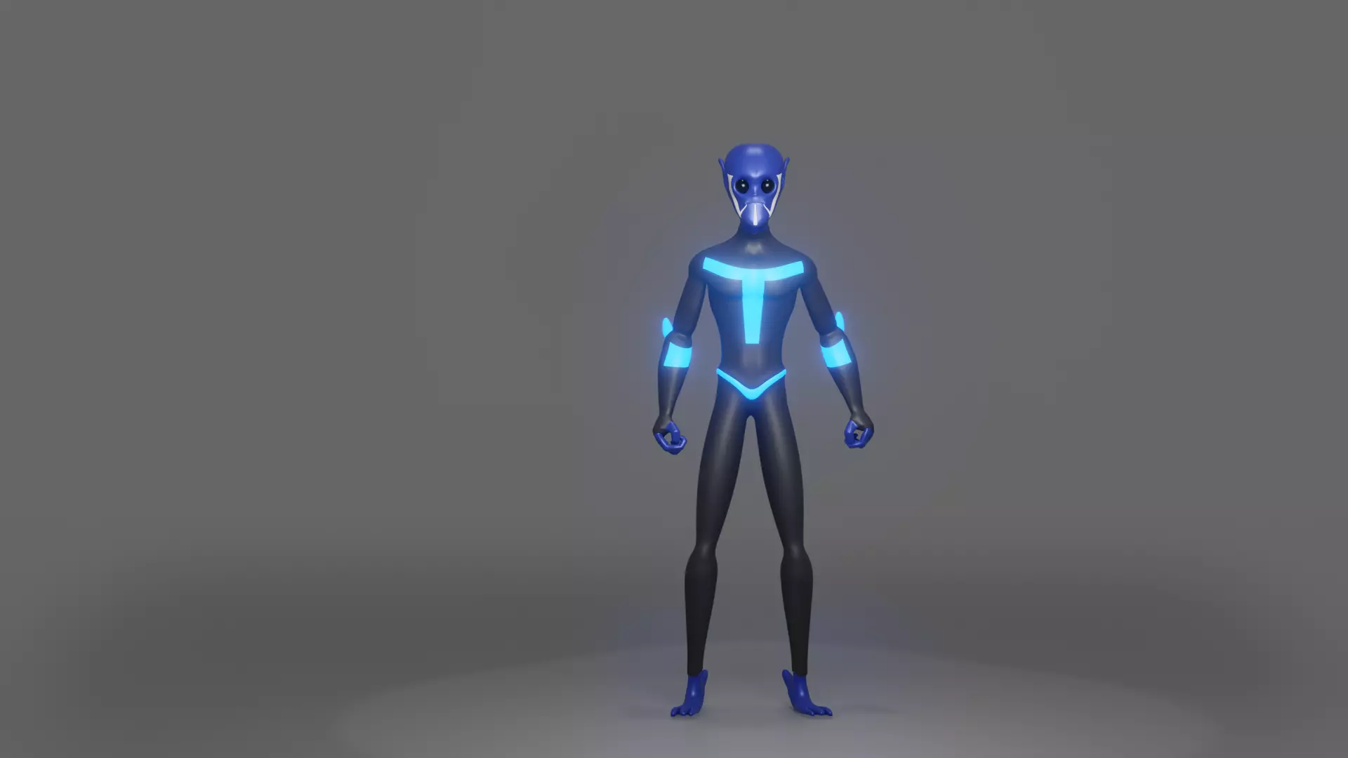 Blue Alien Low-poly 3D model_0