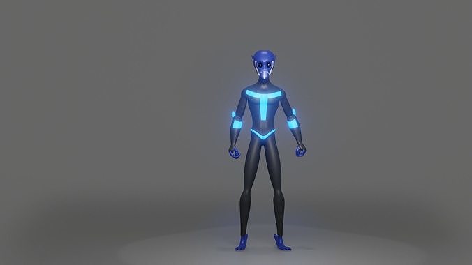 Blue Alien Low-poly 3D model