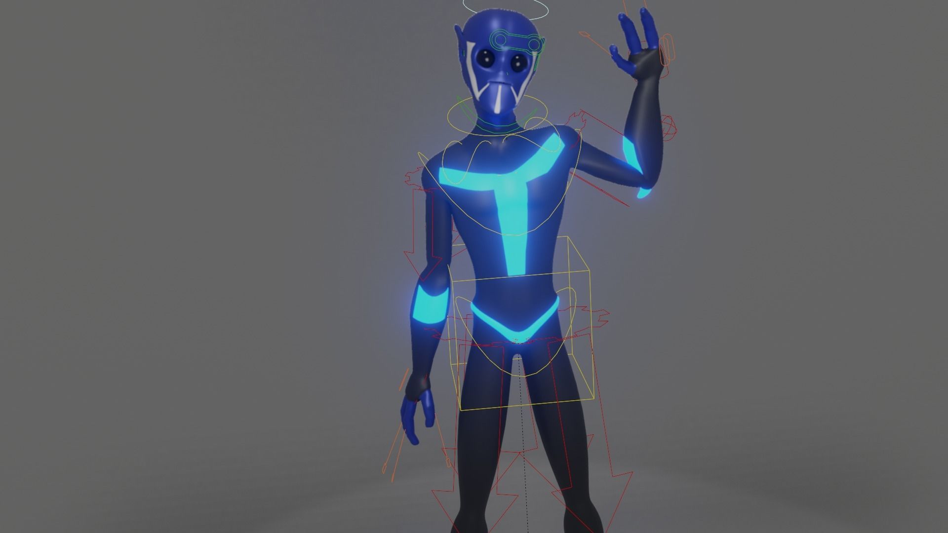Blue Alien Low-poly 3D model_2