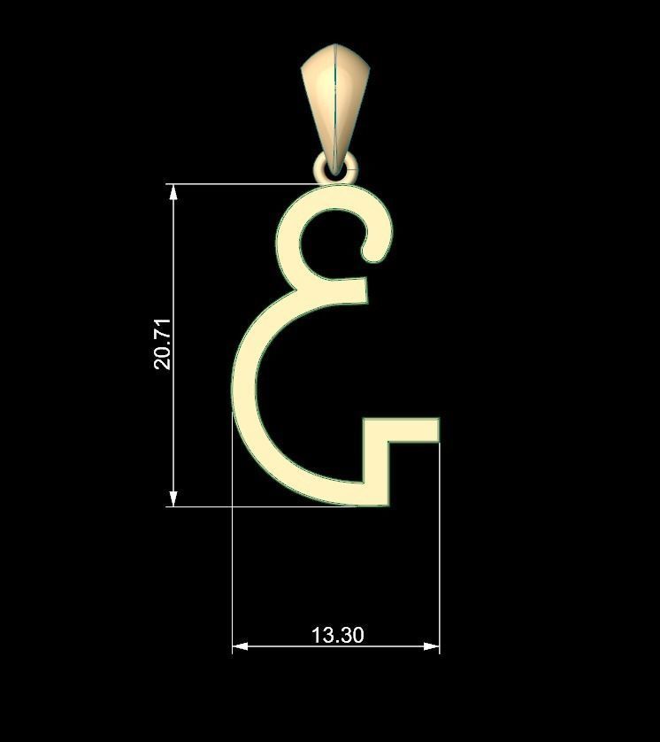 Initial Letters Pendant Aklirics E 3D print model_5