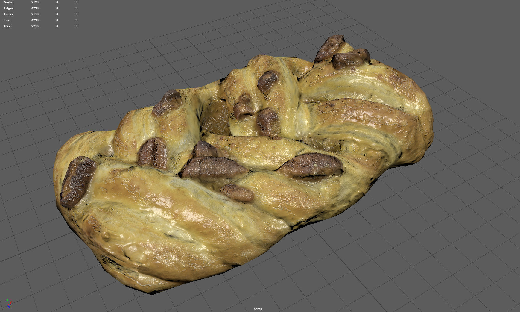 Raisin braid Low-poly 3D model_4