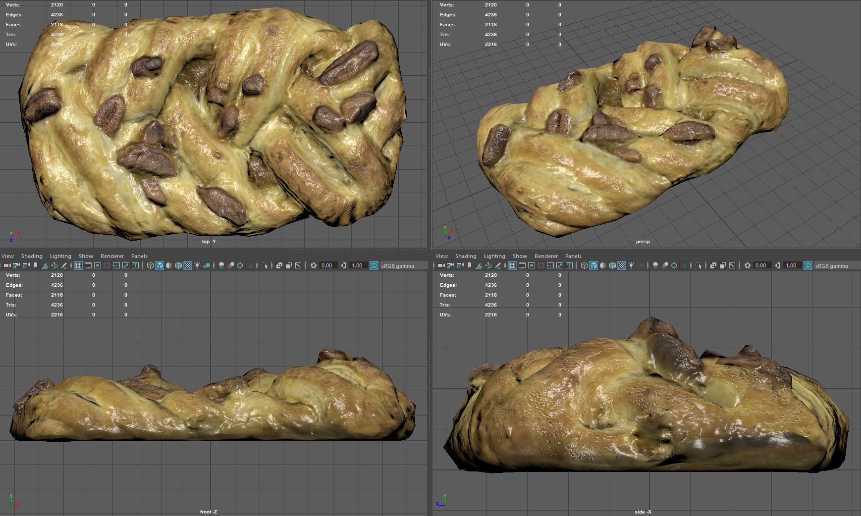 Raisin braid Low-poly 3D model_7