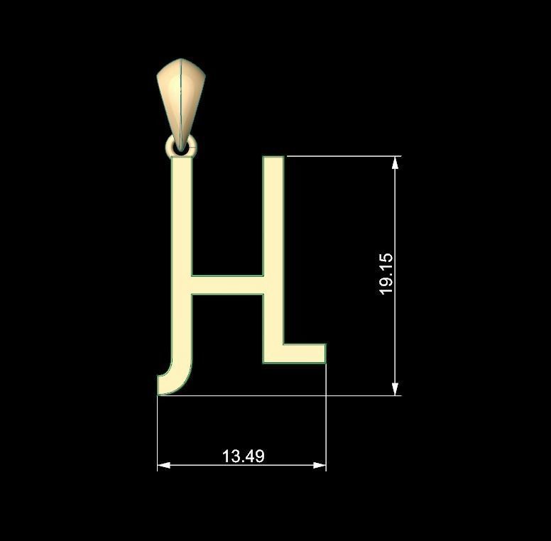 Initial Letters Pendant Aklirics H 3D print model_5