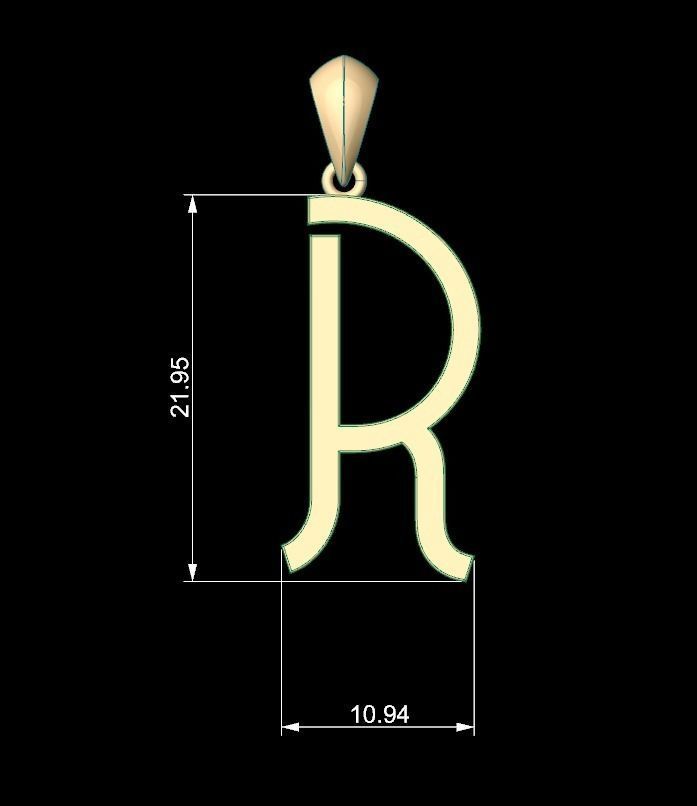 Initial Letters Pendant Aklirics R 3D print model_5