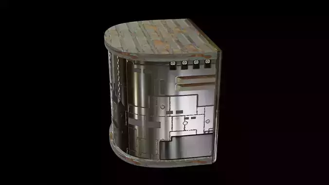 Scifi spaceship angular module table panel component 3D model