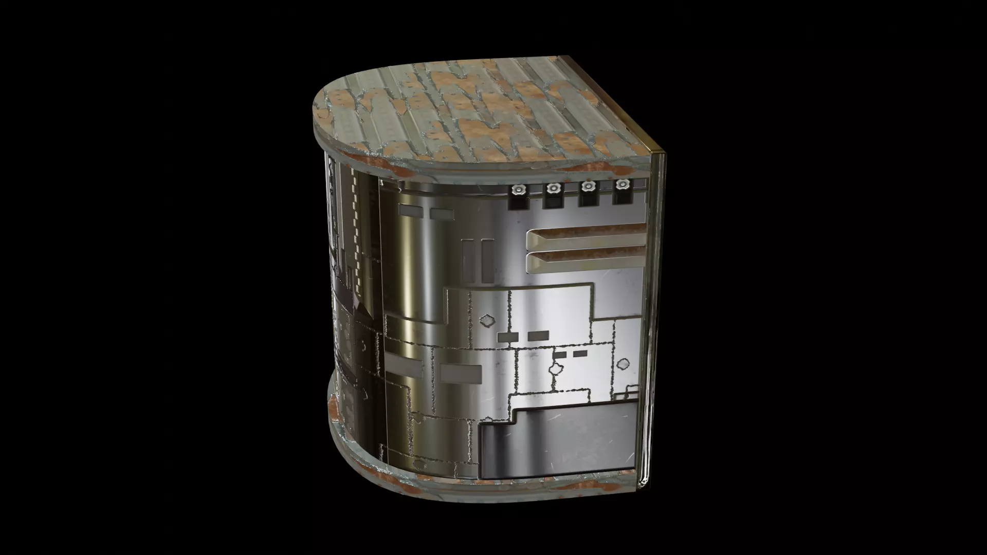 Scifi spaceship angular module table panel component 3D model_0