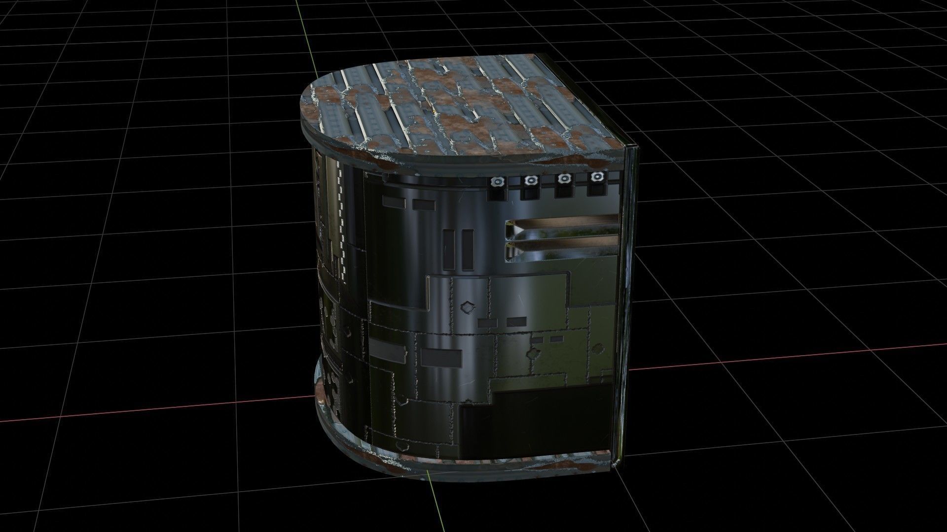 Scifi spaceship angular module table panel component 3D model_3