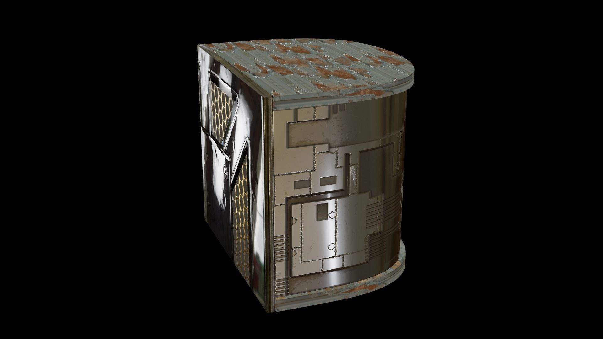 Scifi spaceship angular module table panel component 3D model_1