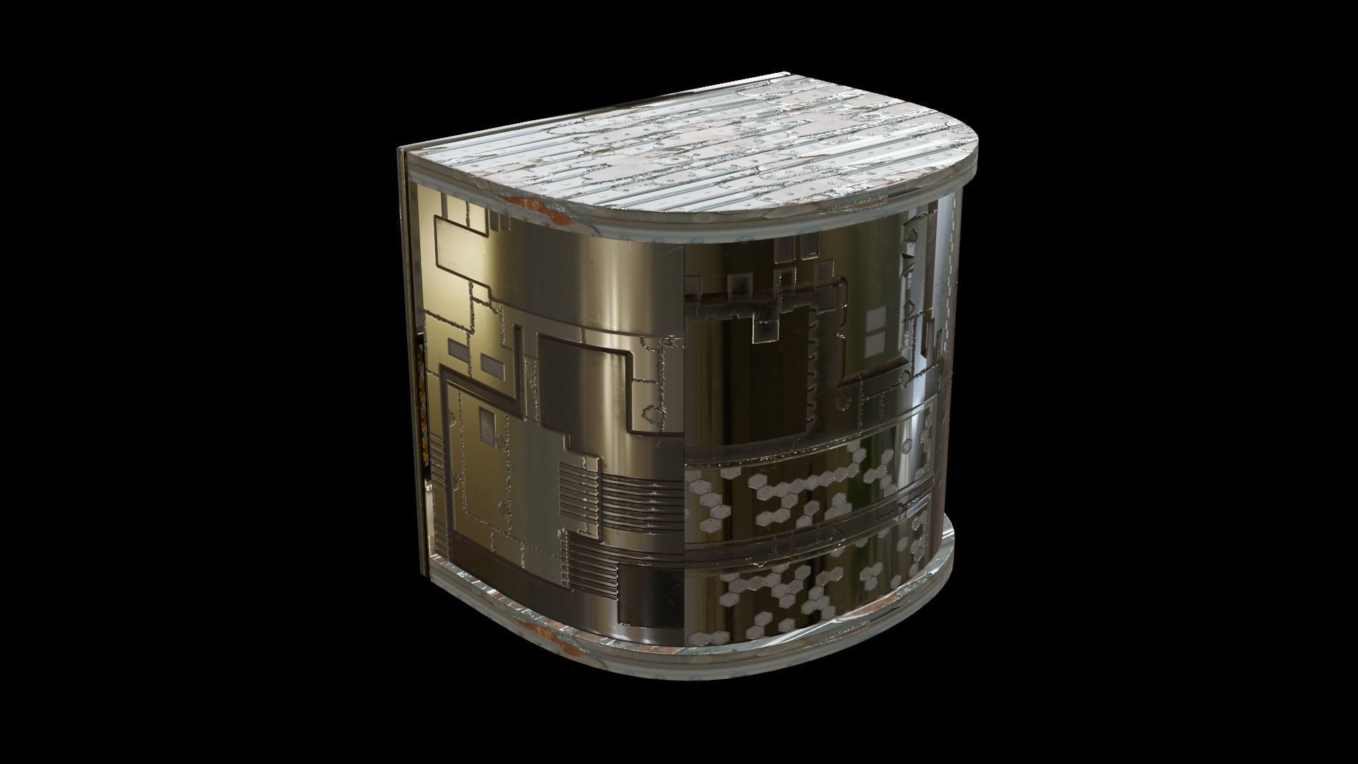 Scifi spaceship angular module table panel component 3D model_2