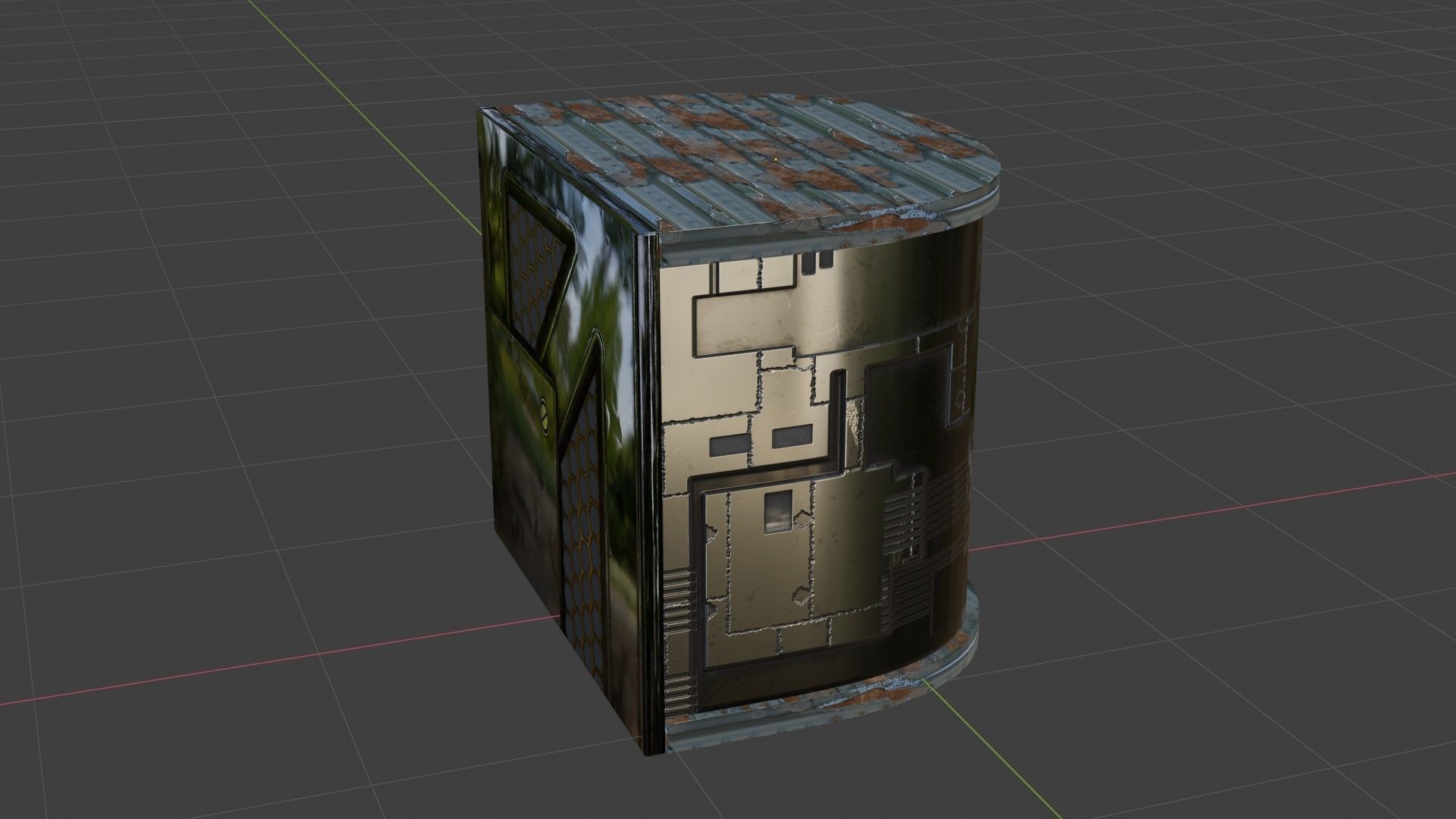 Scifi spaceship angular module table panel component 3D model_6