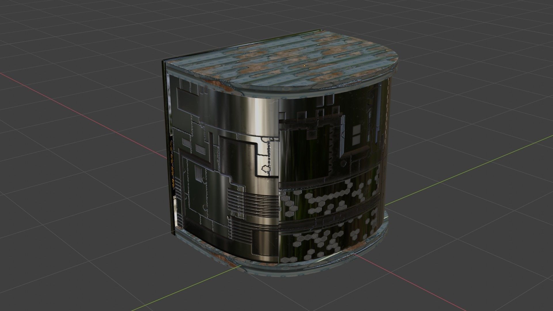 Scifi spaceship angular module table panel component 3D model_9