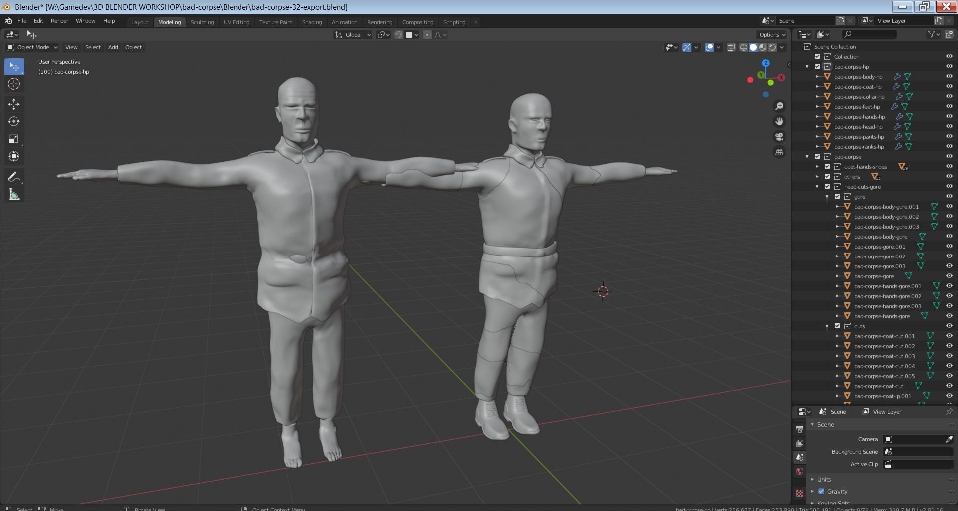 Bad Corpse Torn Soldier Gore Man Low-poly 3D model_28