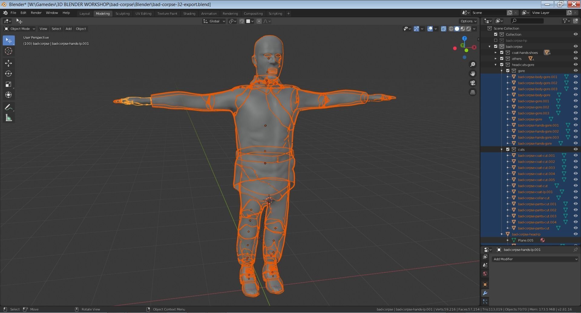 Bad Corpse Torn Soldier Gore Man Low-poly 3D model_39