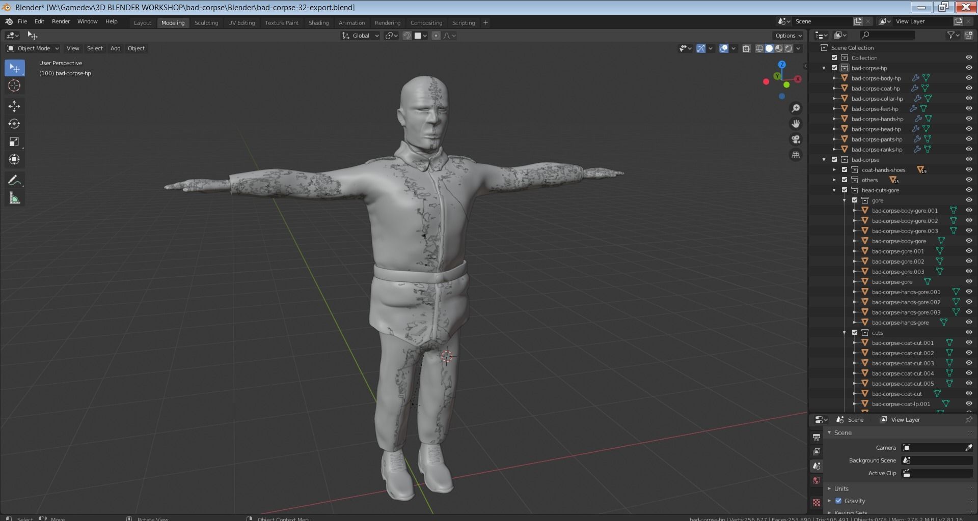 Bad Corpse Torn Soldier Gore Man Low-poly 3D model_41