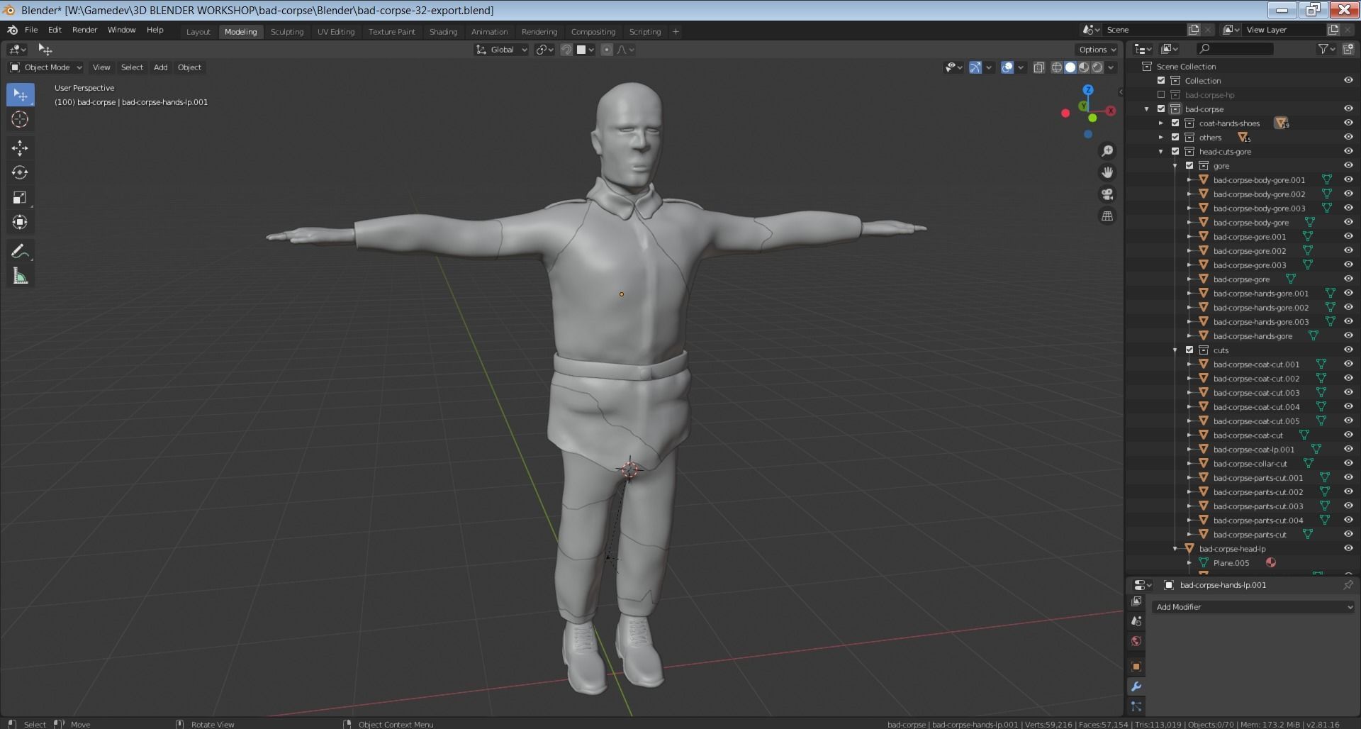 Bad Corpse Torn Soldier Gore Man Low-poly 3D model_30