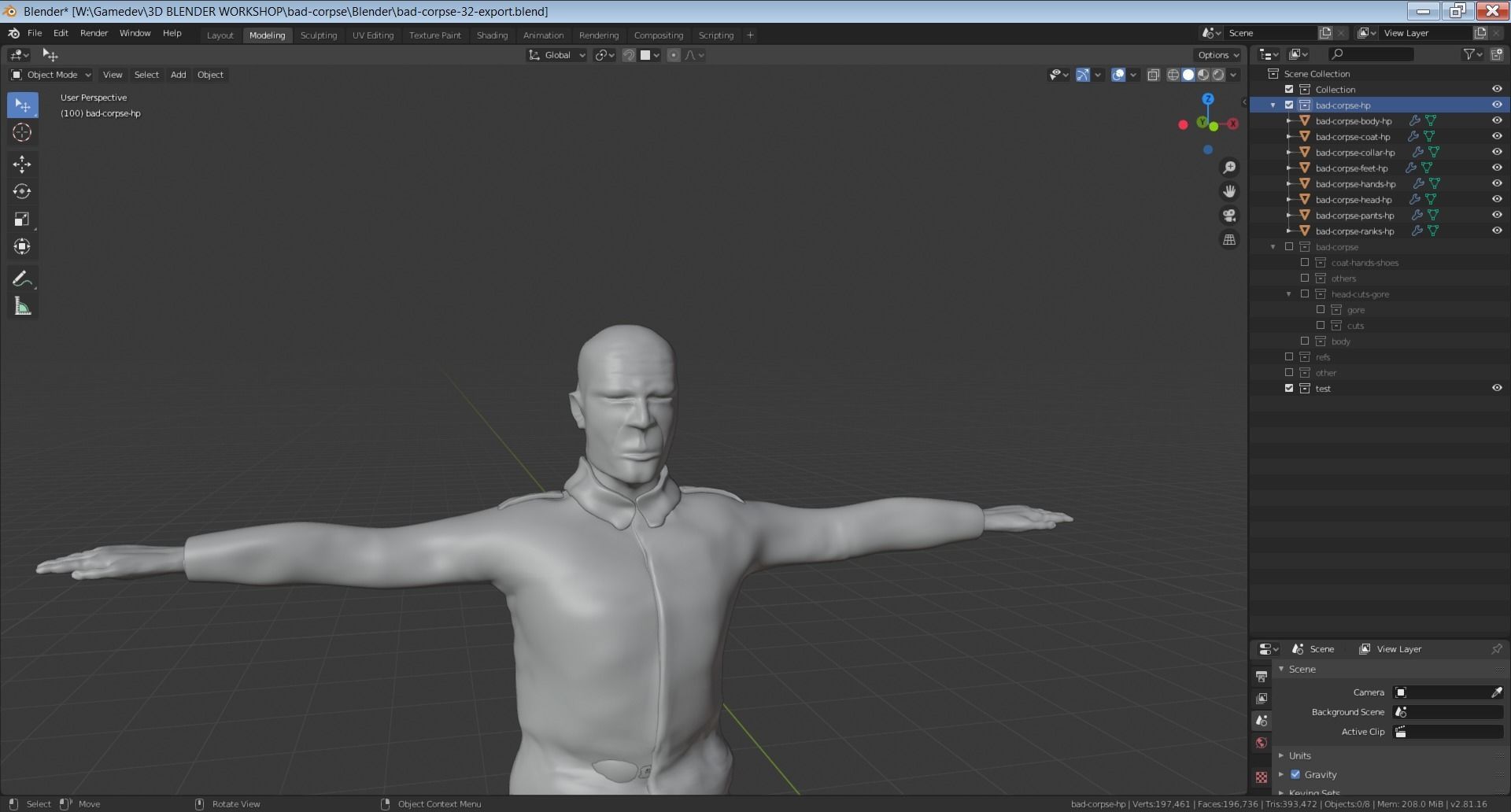 Bad Corpse Torn Soldier Gore Man Low-poly 3D model_38