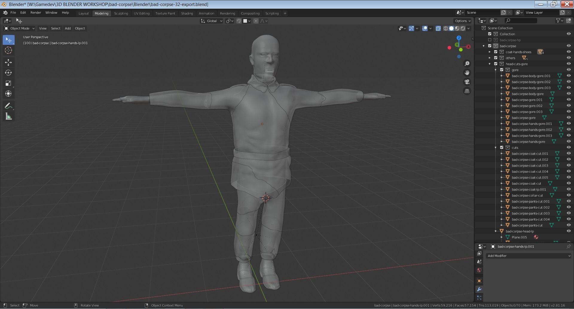Bad Corpse Torn Soldier Gore Man Low-poly 3D model_27