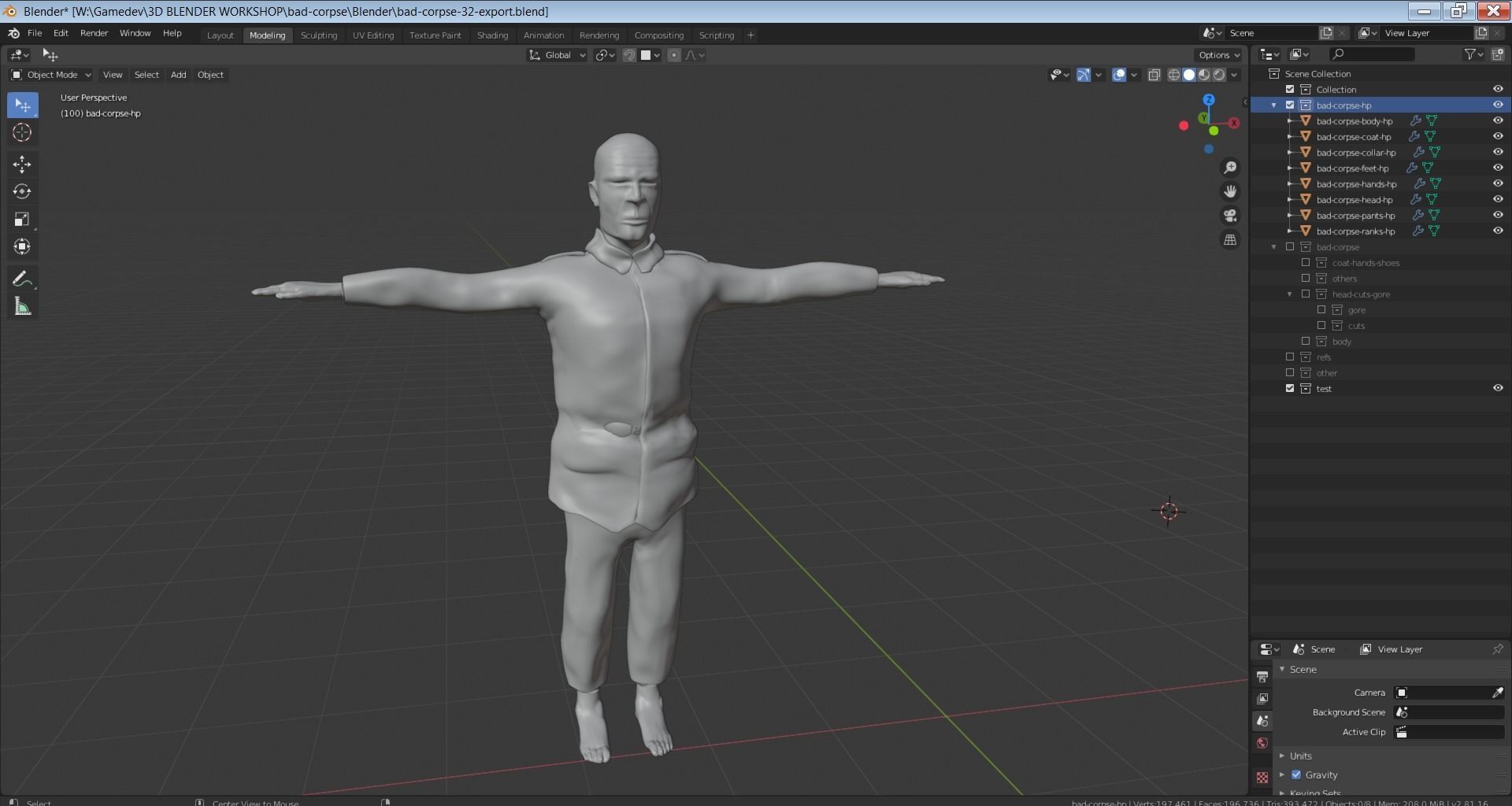 Bad Corpse Torn Soldier Gore Man Low-poly 3D model_26