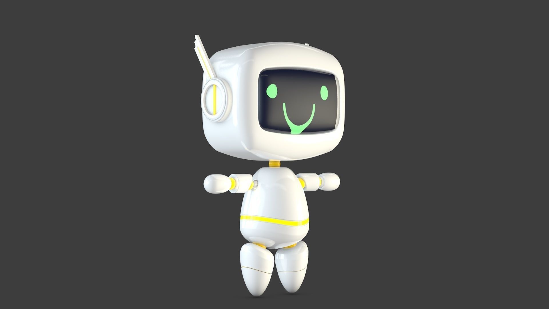 Cute Robot Low-poly 3D model_8