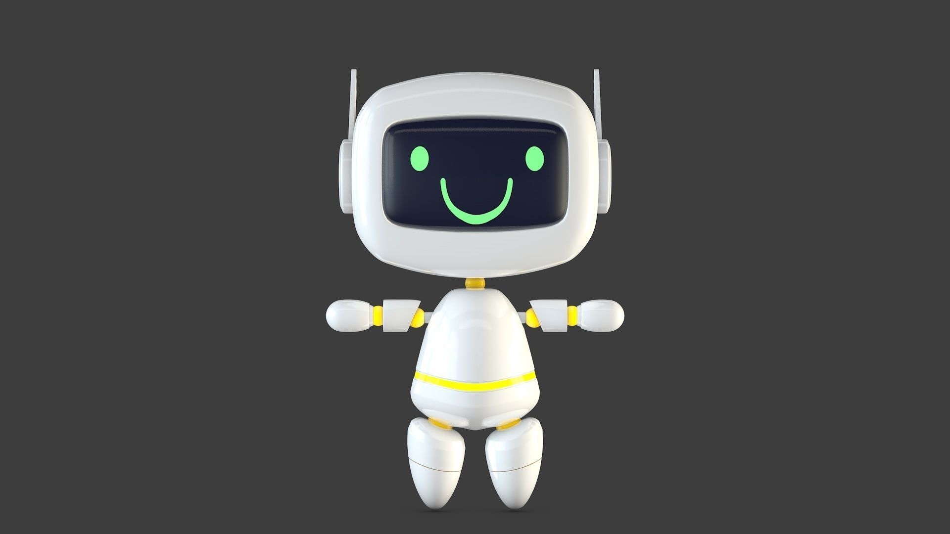 Cute Robot Low-poly 3D model_1