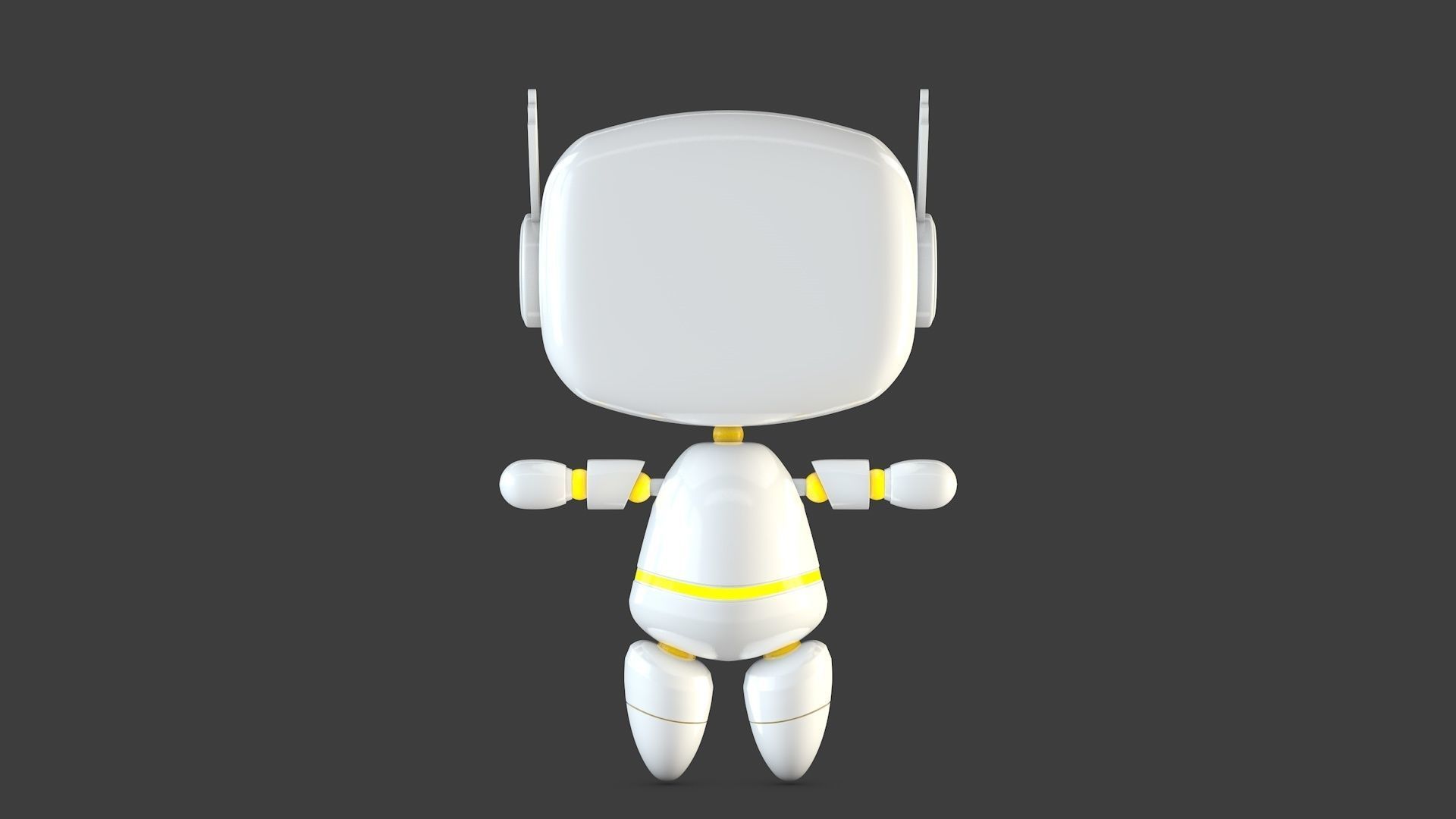 Cute Robot Low-poly 3D model_5