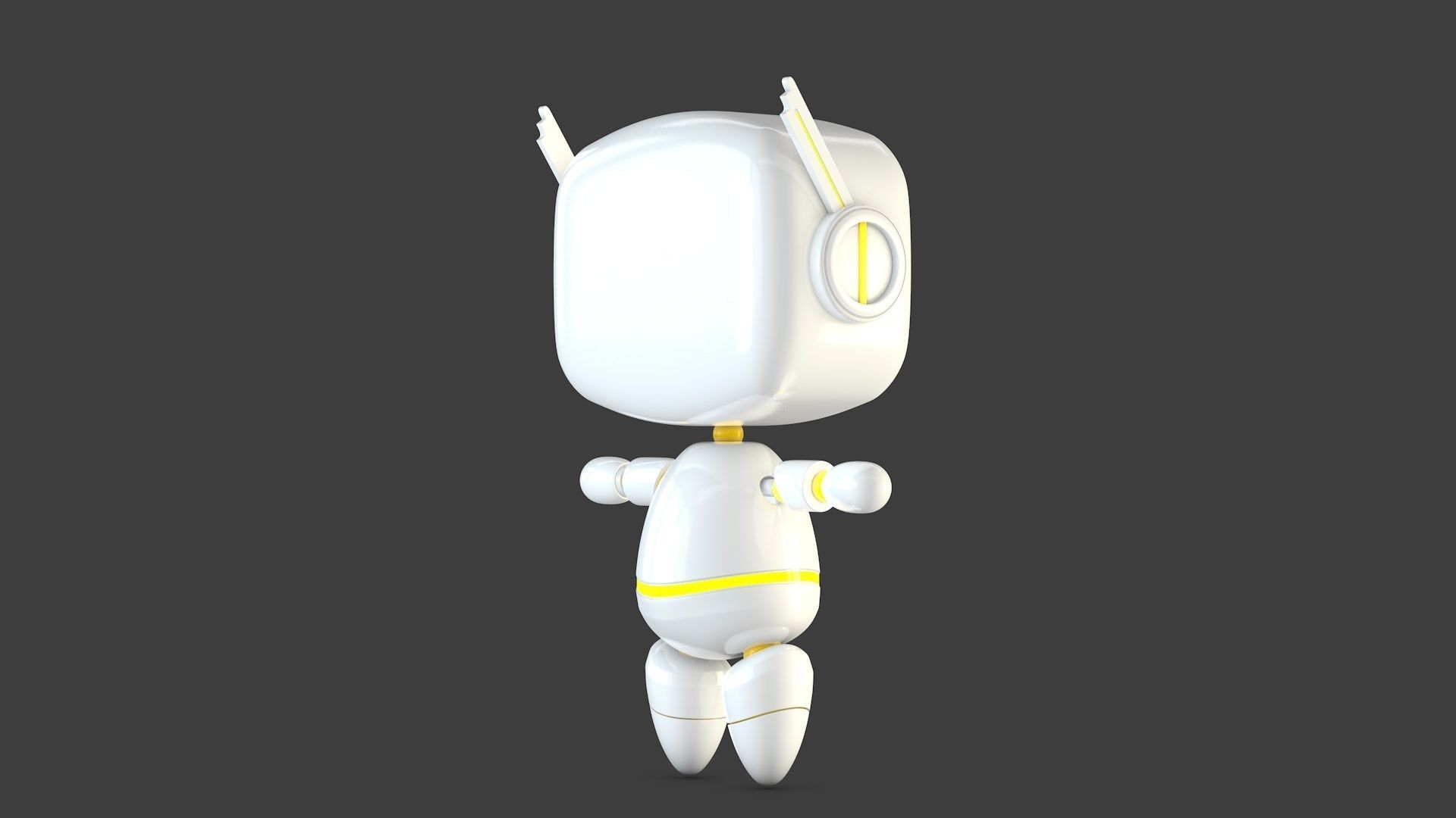 Cute Robot Low-poly 3D model_6