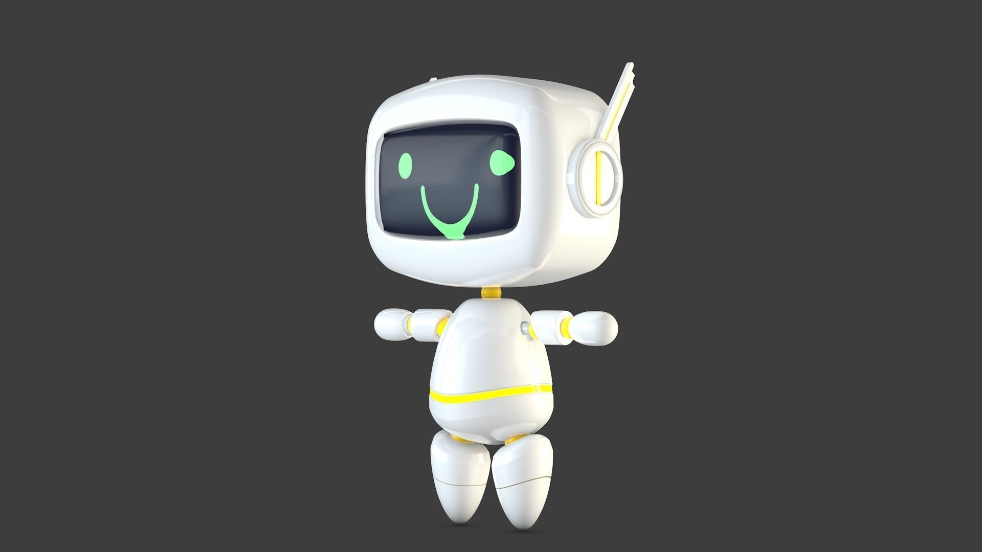 Cute Robot Low-poly 3D model_2