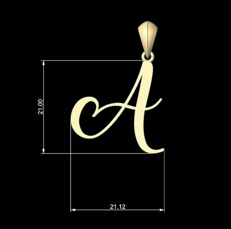 Initial Letters Pendant Amarillo A 3D print model_5