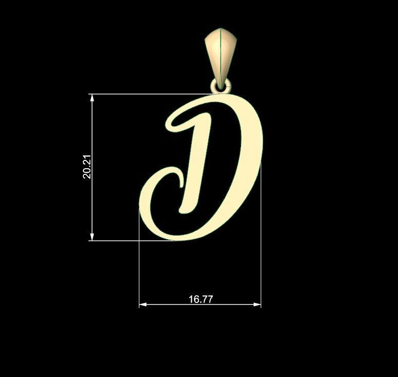 Initial Letters Pendant Amarillo D 3D print model_5