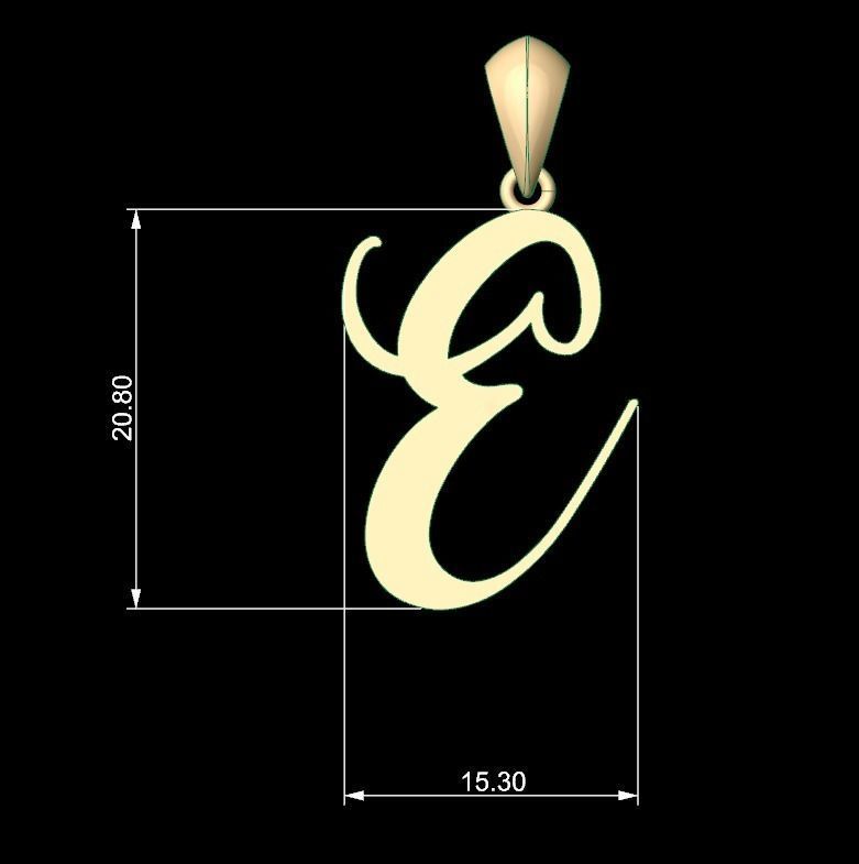 Initial Letters Pendant Amarillo E 3D print model_5
