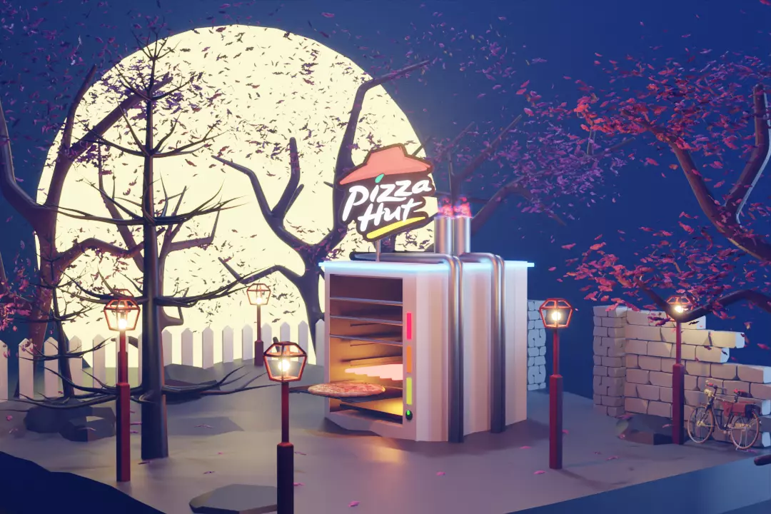 Isometric Pizza Scene Low-poly 3D model