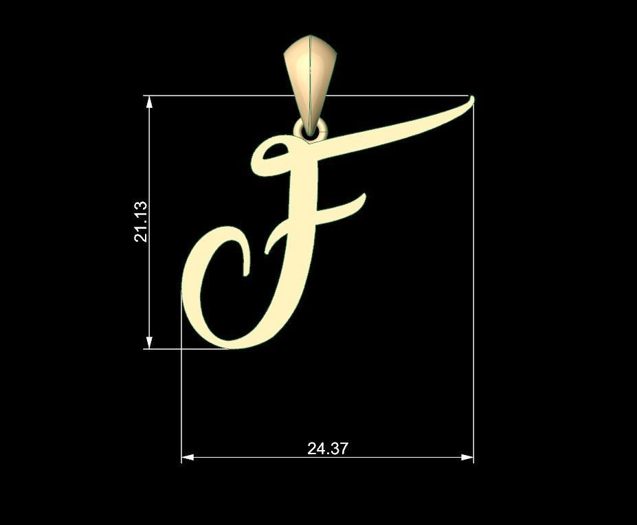 Initial Letters Pendant Amarillo F 3D print model_5