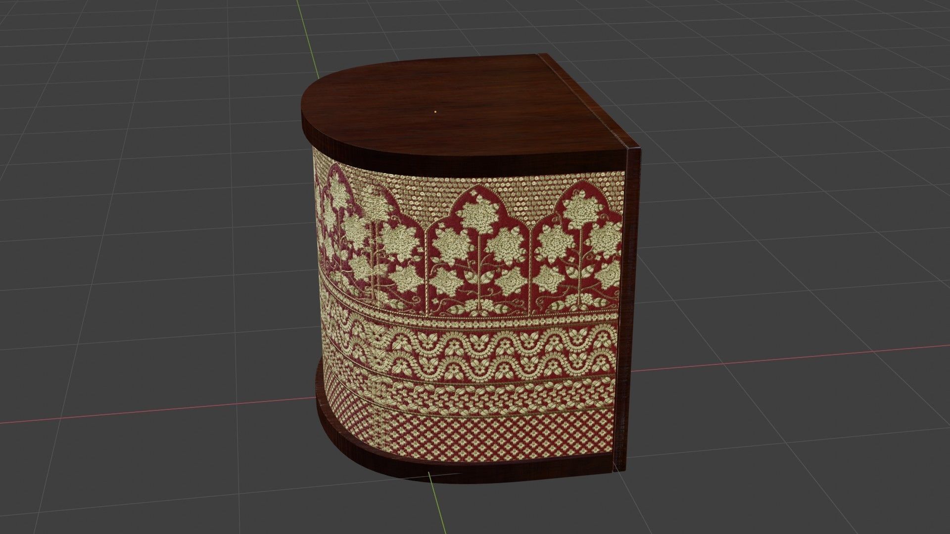 Wooden angle Gold and red fabric decorated Table 3D model_4