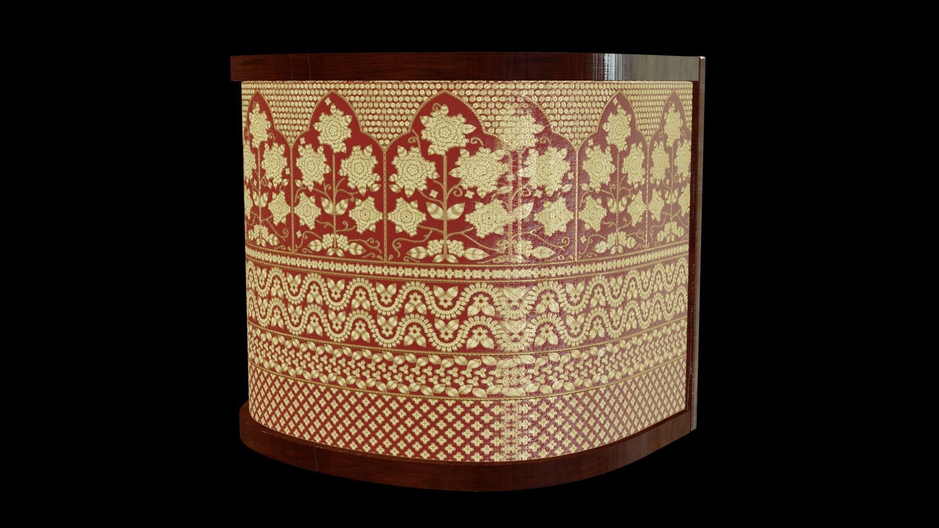 Wooden angle Gold and red fabric decorated Table 3D model_2