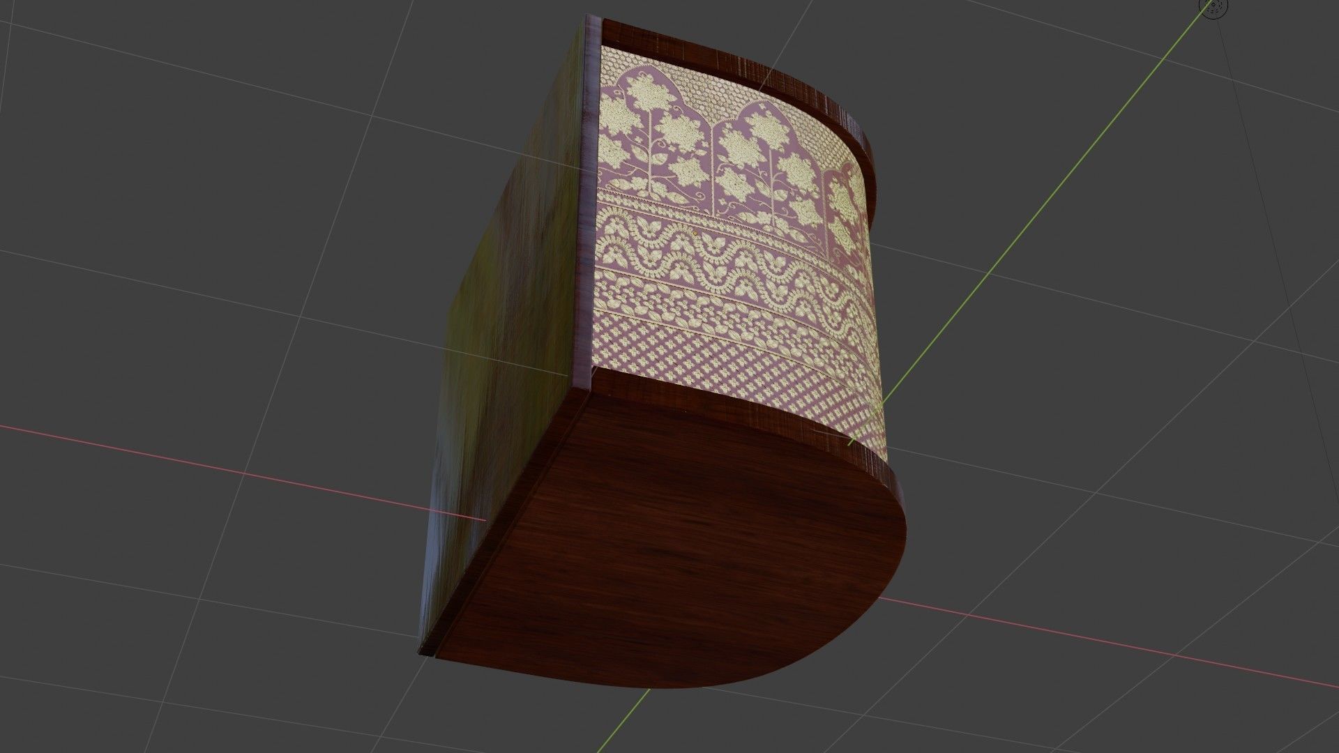 Wooden angle Gold and red fabric decorated Table 3D model_8