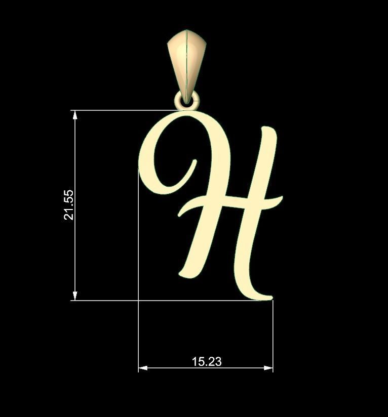 Initial Letters Pendant Amarillo H 3D print model_5
