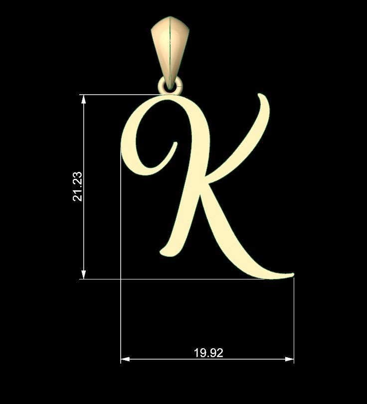 Initial Letters Pendant Amarillo K 3D print model_5