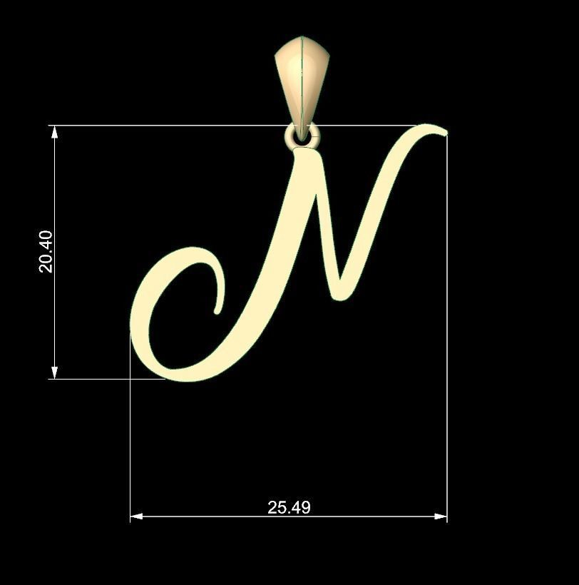 Initial Letters Pendant Amarillo N 3D print model_5