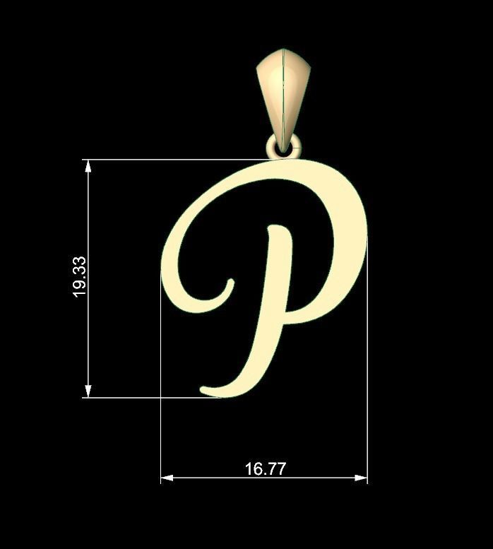 Initial Letters Pendant Amarillo P 3D print model_5