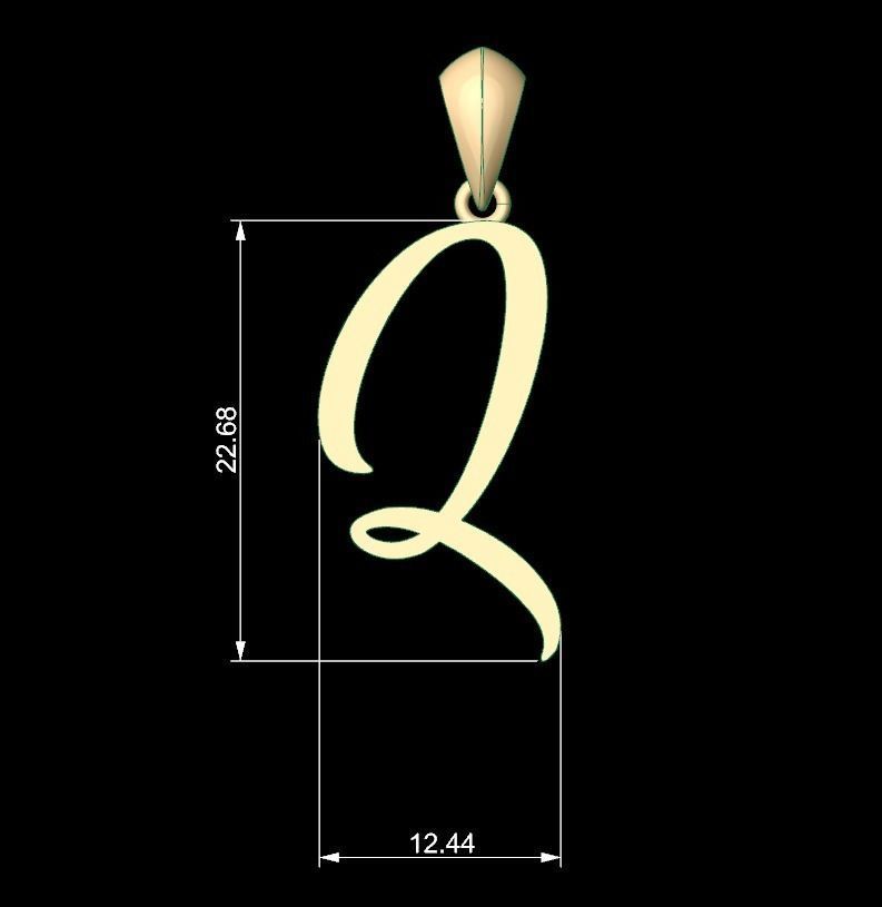 Initial Letters Pendant Amarillo Q 3D print model_5
